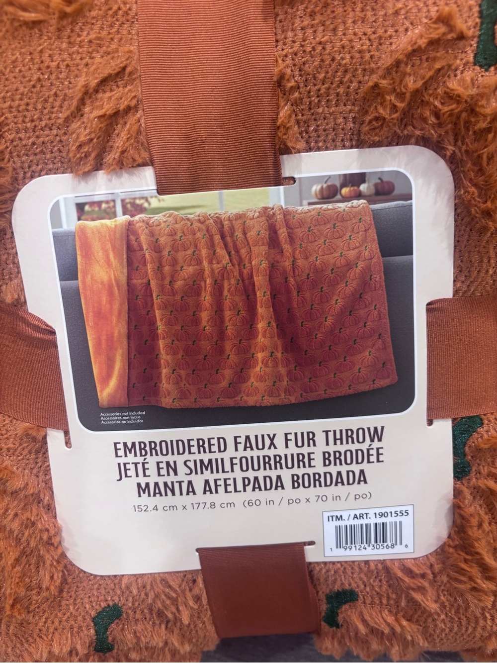 Costco faux fur Halloween fall throw pumpkin - Picture 3 of 4